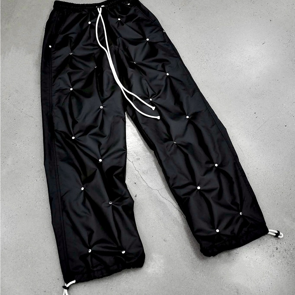 Rich Hanoi rivets nylon pants